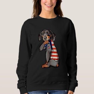 Dachshund American Flagga i Kärlek USA Mamma Pappa T Shirt