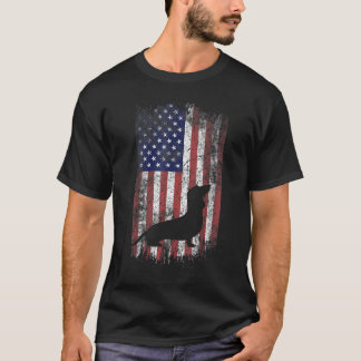 Dachshund American Flagga Usa Patriot Hund T Shirt