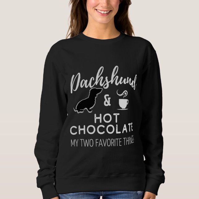 Dachshund Amp Hett Chocolate Print Black T Shirt (Framsida)