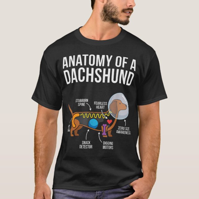 Dachshund Anatomi Diagram T Shirt (Framsida)