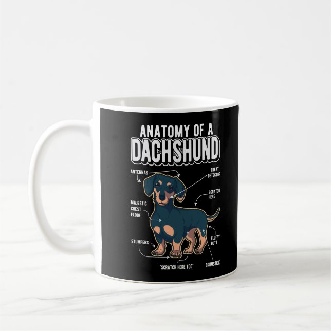 Dachshund Anatomy Rolig hund Kaffemugg (Vänster)