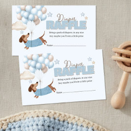 Dachshund and Balloons Blue Diaper Raffle Tilläggskort
