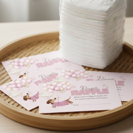 Dachshund and Balloons Pink Diaper Raffle Tilläggskort