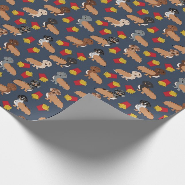 Dachshund and Fries Hett Hund lustig presentwrap Presentpapper (Hörn)