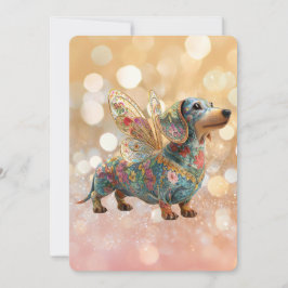 Dachshund Angel Fairy Birthday Inbjudningar
