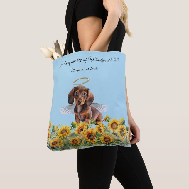 Dachshund Angel Memorial Tribute Tygkasse (Närbild)