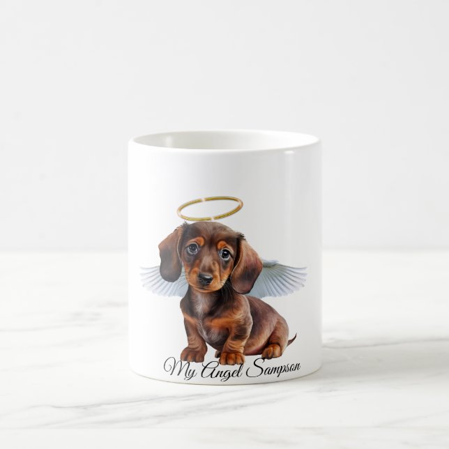 Dachshund Ängel Valp Kaffe Mugg (Center)