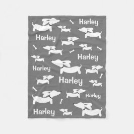 Dachshund Anpassningsbar Grått Blanket för Wiener Fleecefilt