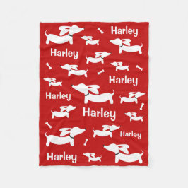 Dachshund Anpassningsbar Red Blanket for Wiener Hu Fleecefilt