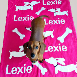 Dachshund Anpassningsbar Rosa Blanket för Wiener H Fleecefilt