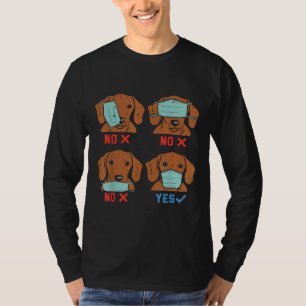 Dachshund Ansikte Mask Funny Weiner Hund Distan T Shirt