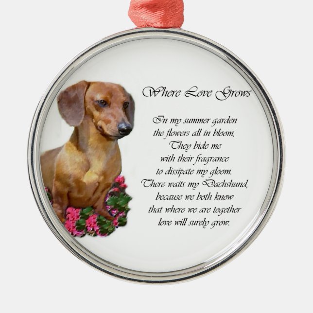 Dachshund Art Gifts Julgransprydnad Metall (Framsidan)