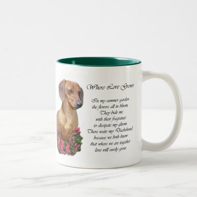 Dachshund Art Gifts Två-Tonad Mugg (Höger)