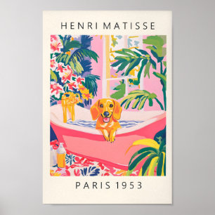 Dachshund Art Print, Lusnyj Bathroom Wall Art, Mid Poster