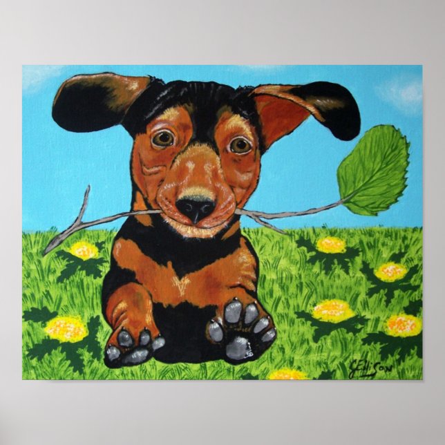 Dachshund Art-utskrift Poster (Framsidan)