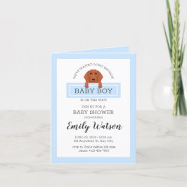 Dachshund Baby Shower Boy-inbjudan Tack Kort