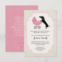 Dachshund Baby Shower Girl-inbjudan