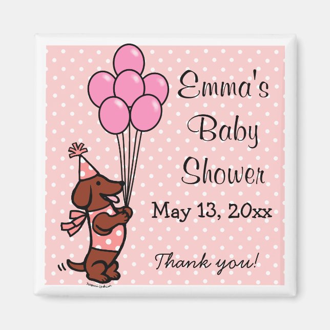 Dachshund Baby Shower Magnet (Framsidan)