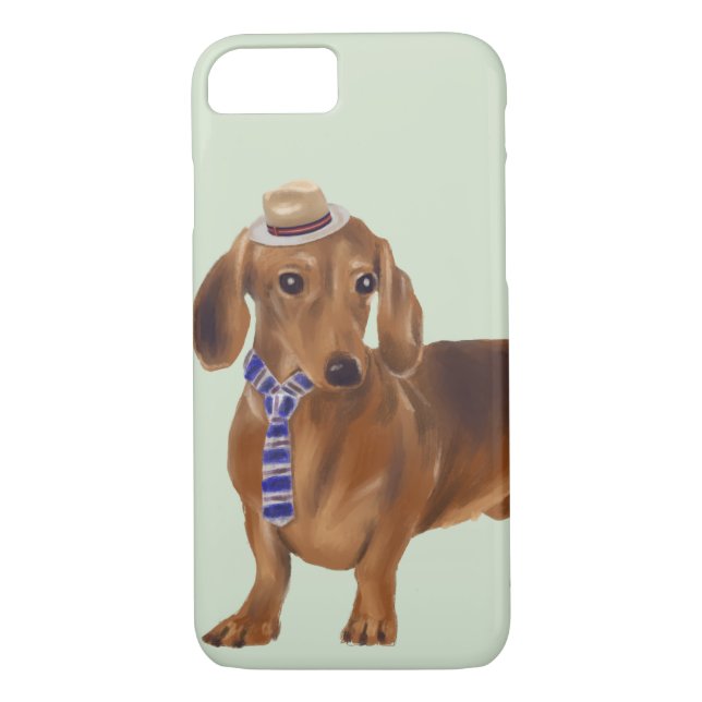 Dachshund (Background Färg Editable) Case-Mate iPhone Skal (Baksida)
