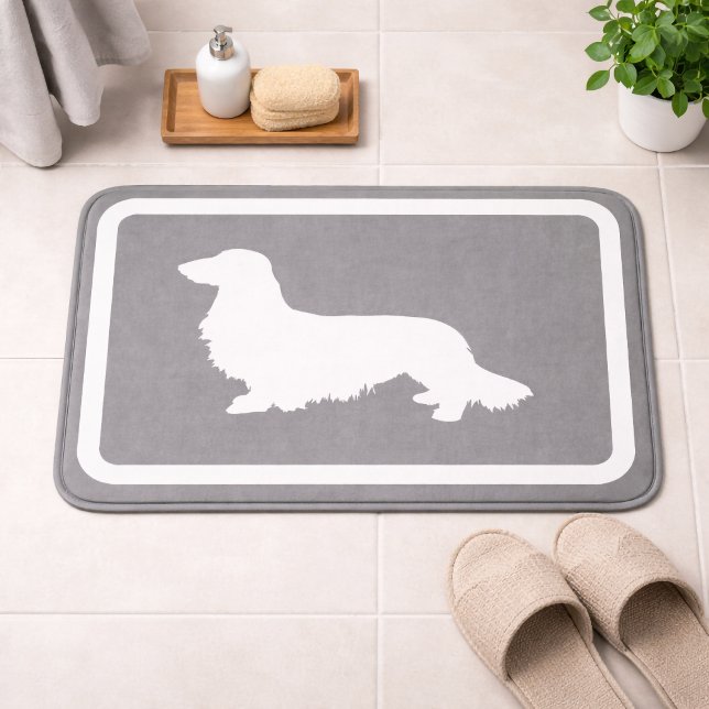 Dachshund badmatta grå Doxie badrumsmattor (Dachshund Bath Mat Grey Doxie Bathroom Rug)