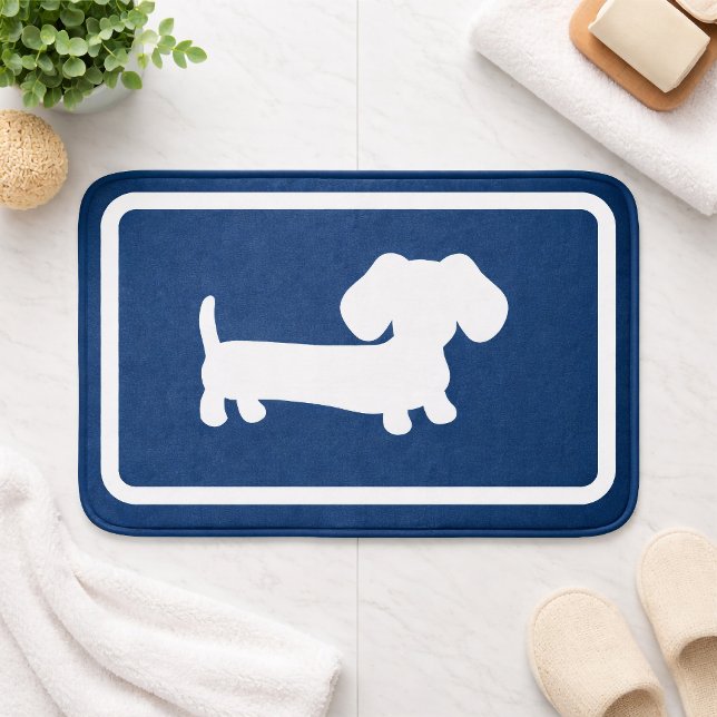 Dachshund badmatta Navyblå Doxie badrumsmatta (Dachshund Bath Mat Blue Doxie Rug Bathroom Mat)
