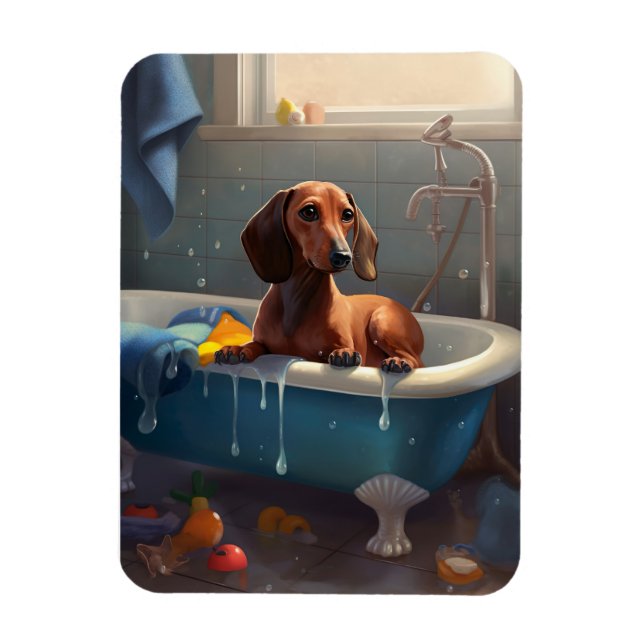 Dachshund badtidsskul  magnet (Vertikal)