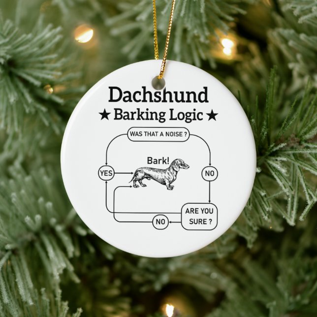 Dachshund Barking Logic Funny Weiner Hund Sarcasti Julgransprydnad Keramik (Träd)