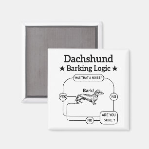 Dachshund Barking Logic Funny Weiner Hund Sarcasti Magnet