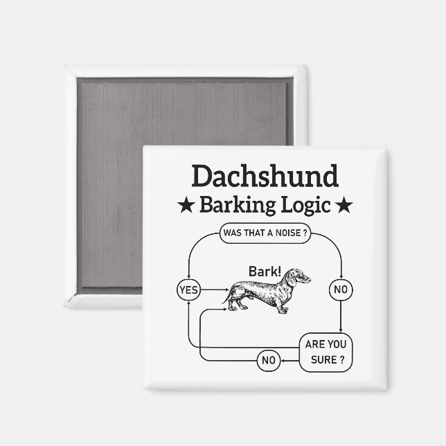 Dachshund Barking Logic Funny Weiner Hund Sarcasti Magnet (Front/Back)