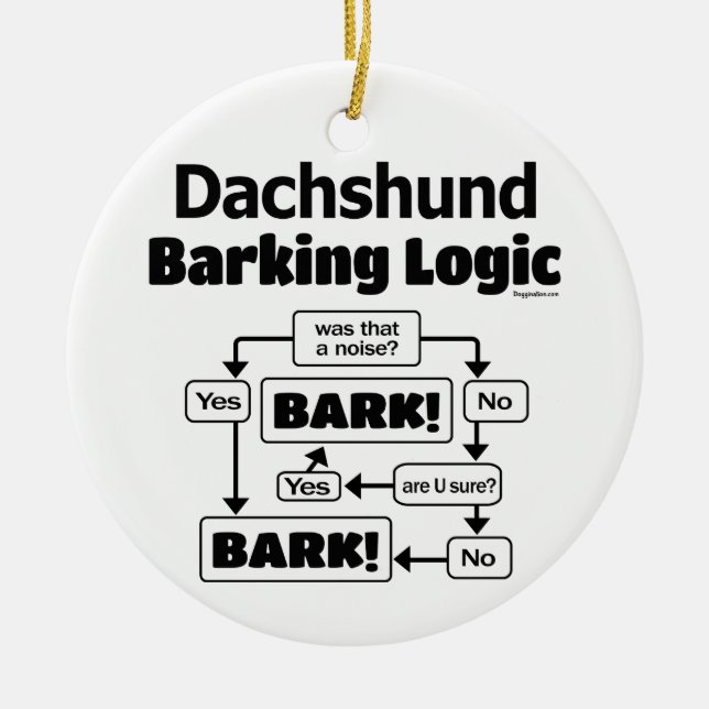 Dachshund Barking Logic Julgransprydnad Keramik (Framsidan)