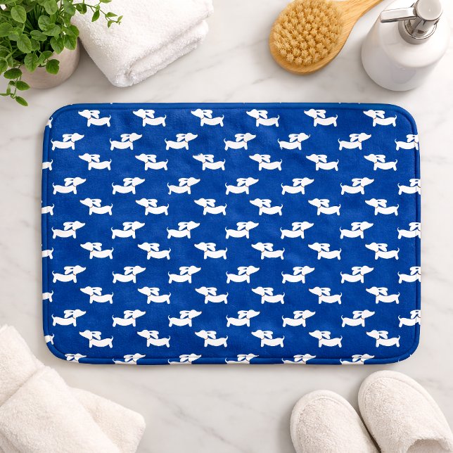 Dachshund Bath Mat Blue Doxie Matta Bathroom Mat (Dachshund Bath Mat Blue Doxie Rug Bathroom Mat)