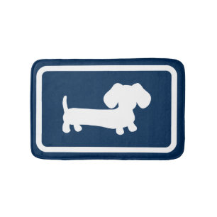 Dachshund Bath Mat Navy Blue Doxie Bathroom Matta