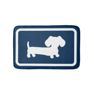 Dachshund Bath Mat Navy Blue Doxie Bathroom Matta