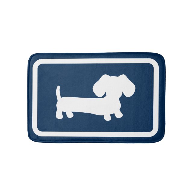 Dachshund Bath Mat Navy Blue Doxie Bathroom Matta (Framsidan)