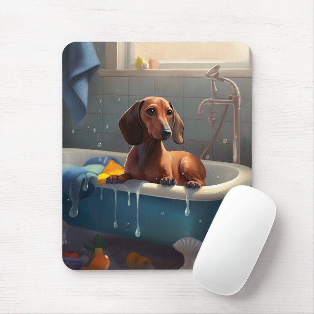 Dachshund Bathtime-Roligt Musmatta (Med mus)