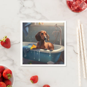 Dachshund Bathtime-Roligt Pappersservett
