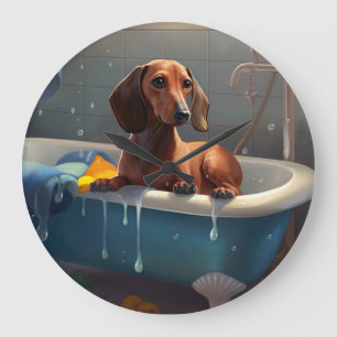 Dachshund Bathtime-Roligt Stor Klocka