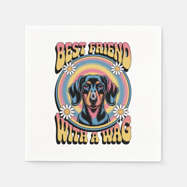 Dachshund Best Friend With A Wag Pappersservett (Framsidan)
