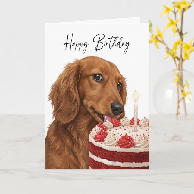 Dachshund Birthday Cake Inspector Kort (Gul blomma)