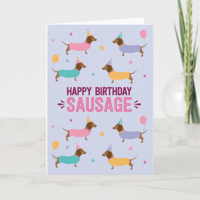 Dachshund Birthday Card Kort (Framsida)