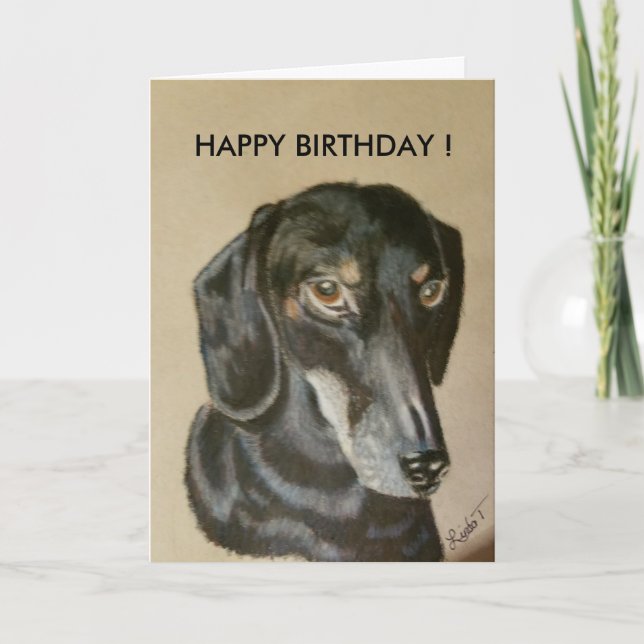 Dachshund Birthday Card Kort (Framsida)