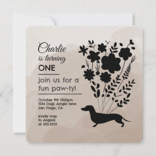 Dachshund Birthday Girl Tass-ty Cute Puppy Hundar Inbjudningar