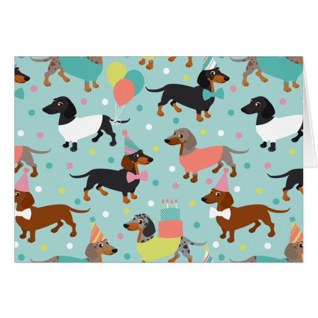 Dachshund Birthday Hälsningskort (Framsidan Horizontal)