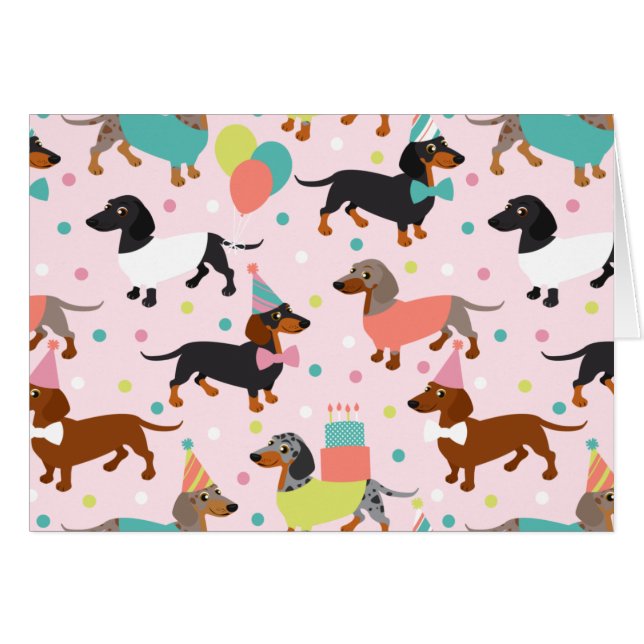Dachshund Birthday Hälsningskort (Framsidan Horizontal)