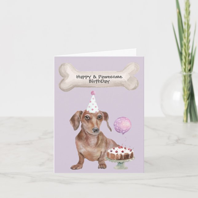 Dachshund Birthday Helgkort (Framsida)