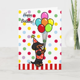 Dachshund Birthday Tecknad Balloons Kort