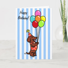 Dachshund Birthday Tecknad Balloons Kort