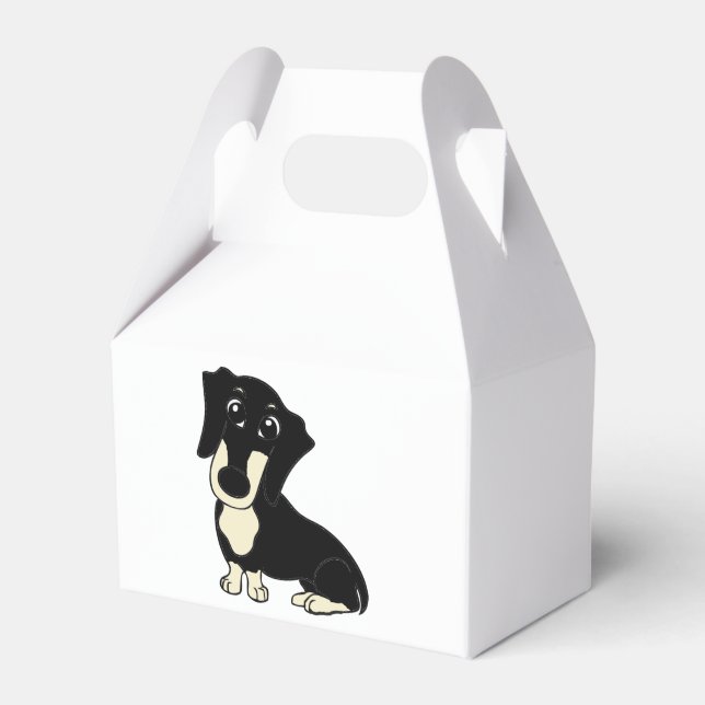 Dachshund Black and kräm tecknad Presentaskar (Framsidan Sidan)