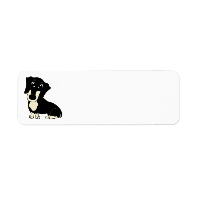 Dachshund Black and kräm tecknad Returadress Etikett (Framsidan)