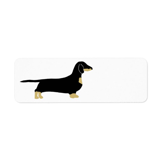 Dachshund black and tan silhouette returadress etikett (Framsidan)